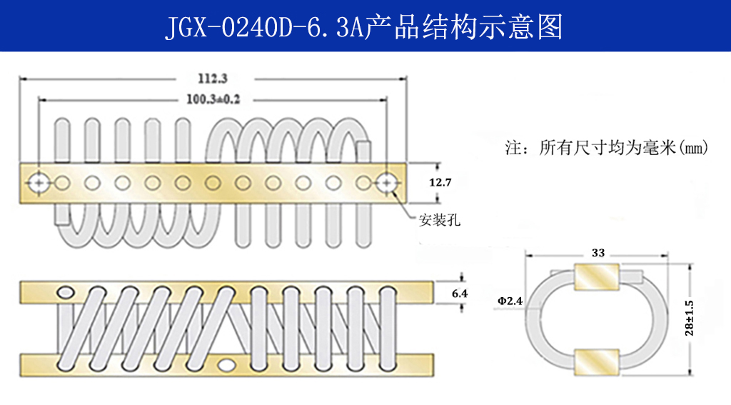 JGX-0240D-6.3A多應(yīng)用鋼絲繩隔振器結(jié)構(gòu)