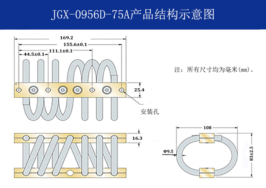 JGX-0956D-75A多應用鋼絲繩減震器結構